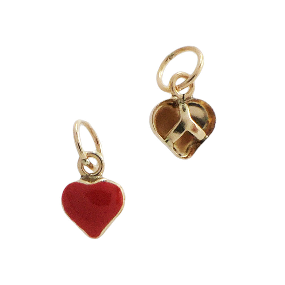 14K Gold Red Heart Charm