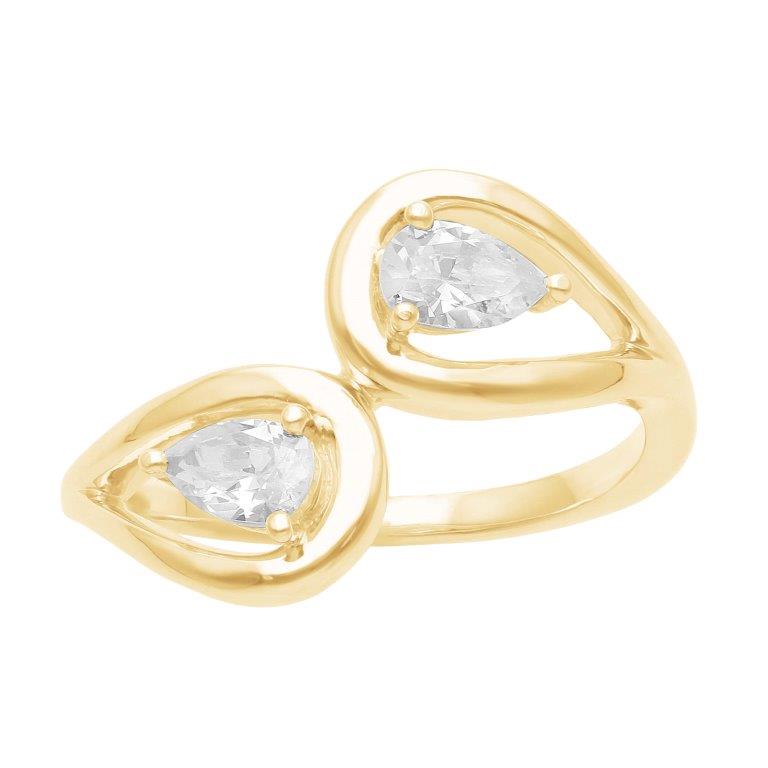 14K Yellow Gold Pear Lab Diamond Loop Wrap Ring