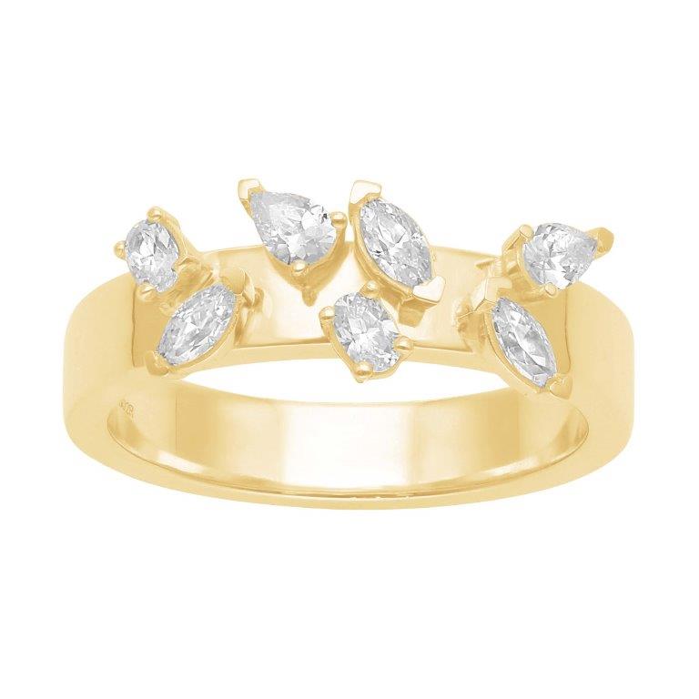 14K Yellow Gold Scattered Lab Diamond Ring