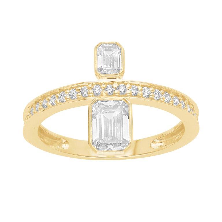 14K Yellow Gold Emerald Cut Lab Diamond Bezel Eternity Band