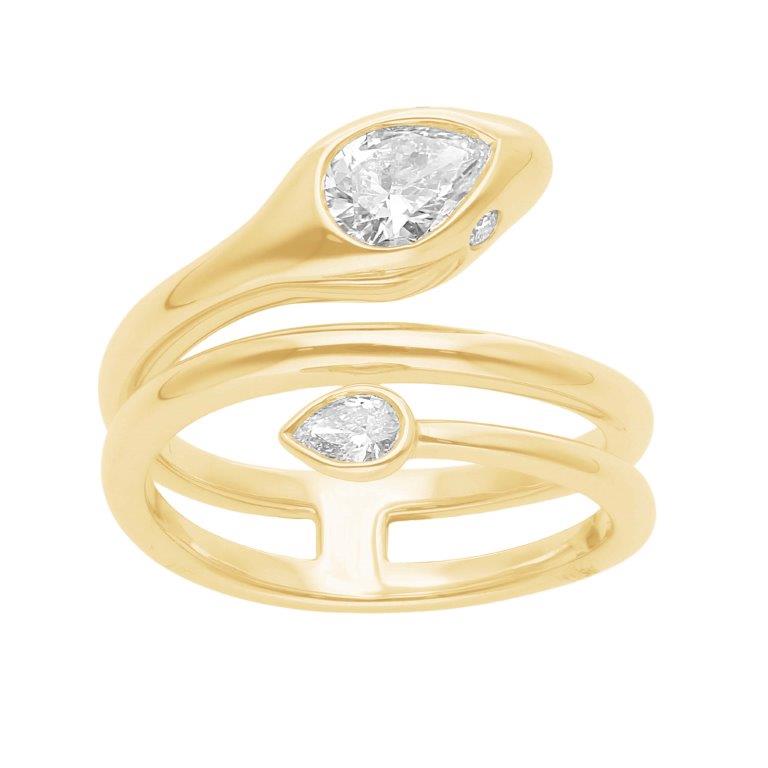 14K Yellow Gold Lab Diamond Snake Wrap Ring