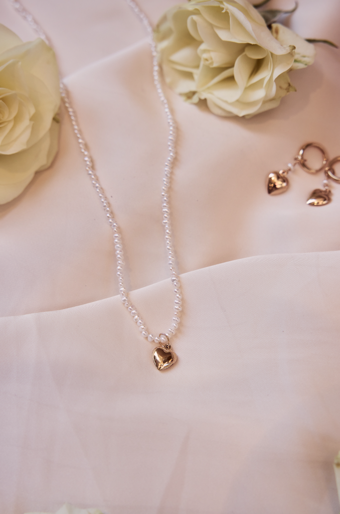 The 14K Gold Heart Freshwater Pearl Necklace