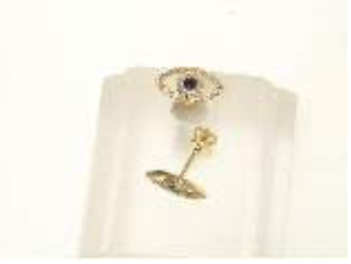 14K Yellow Gold Diamond and Sapphire Outlined Evil Eye