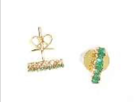 14K Yellow Gold Emerald Stick Studs