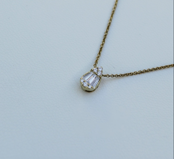 Yellow Gold Teardrop Diamond Pendant Necklace