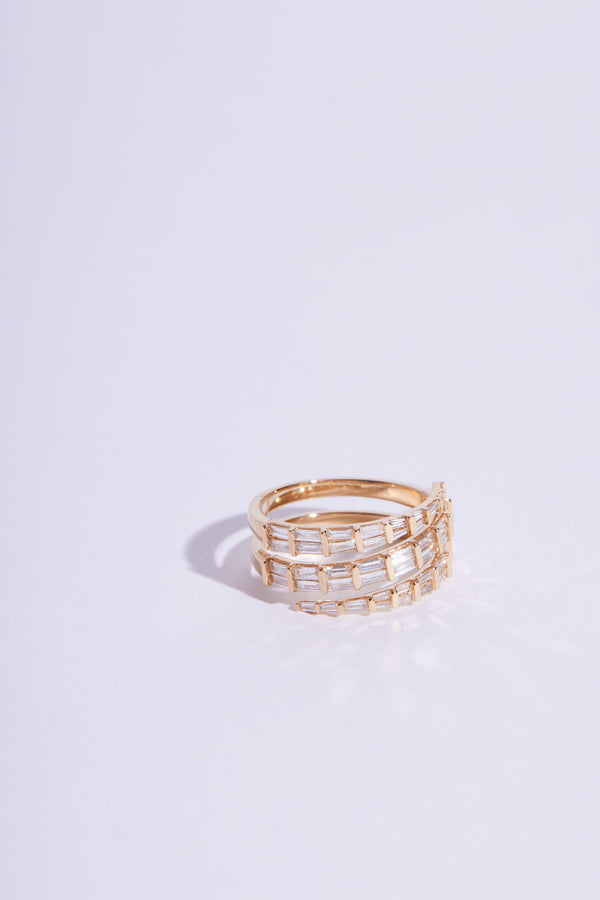 14K Yellow Gold Diamond Baguette Wrap Ring