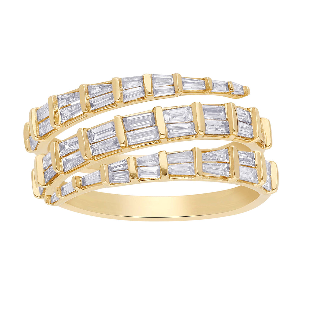 14K Yellow Gold Diamond Baguette Wrap Ring