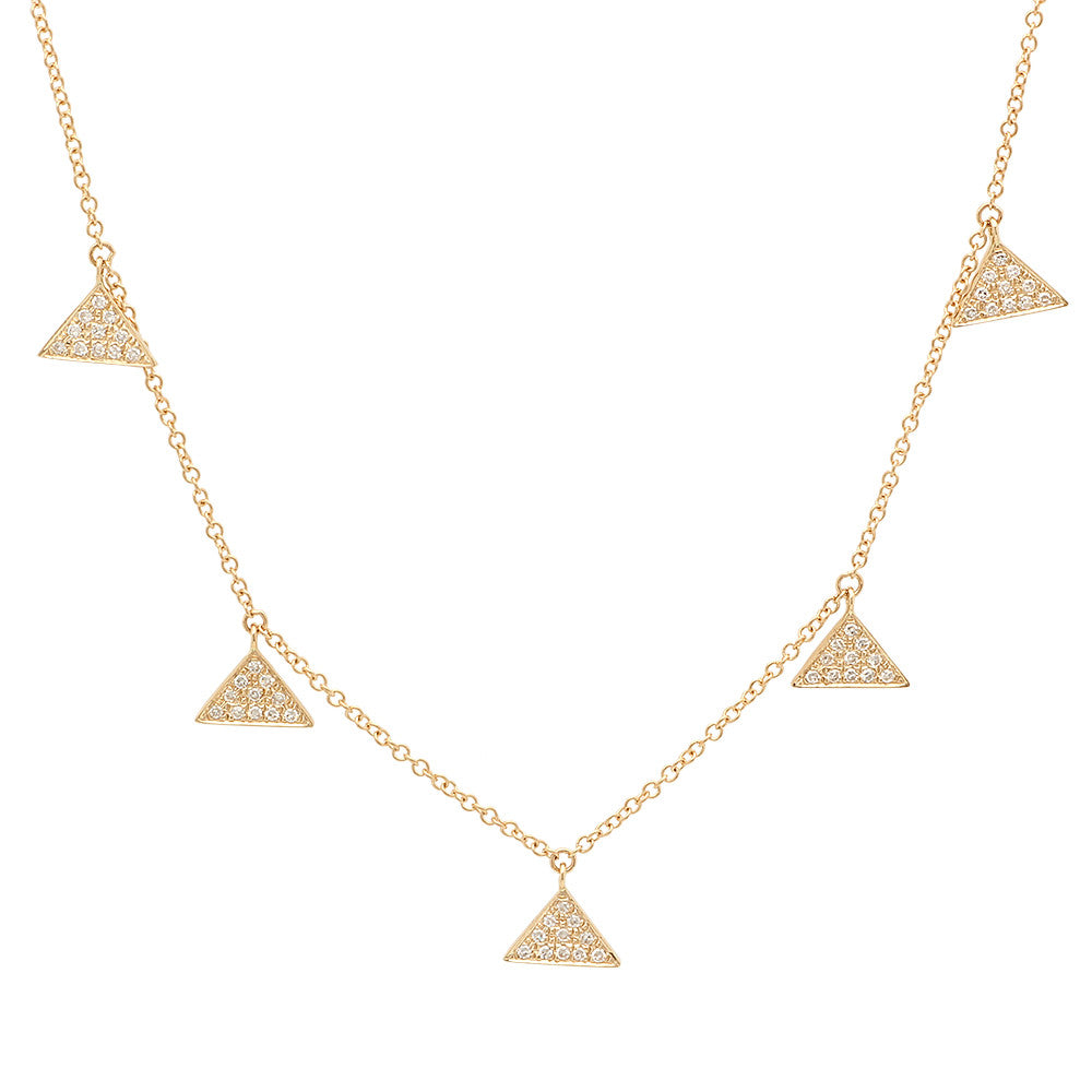 14K Gold and Diamond Triangle Charm Necklace
