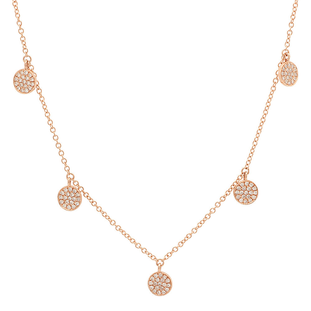 14K Gold and Diamond Disc Charm Necklace
