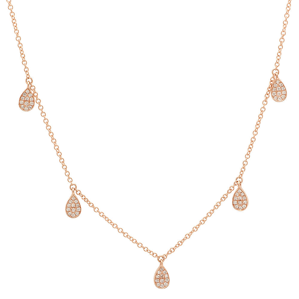 14K Gold and Diamond Pear Shape Charm Necklace