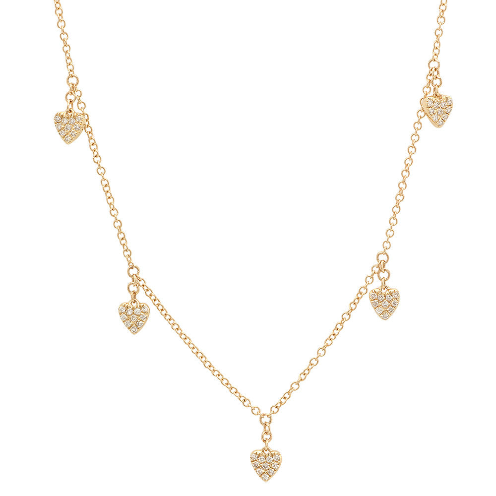 14K Gold and Diamond Heart Charm Necklace