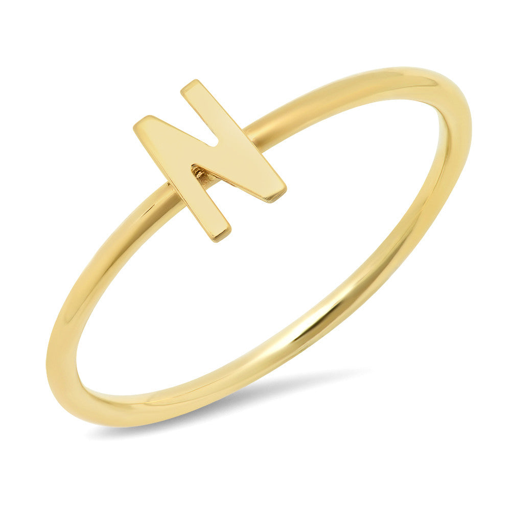 14K Yellow Gold Initial Ring