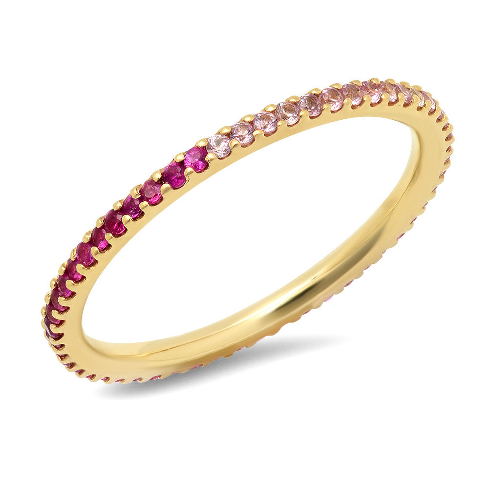 14K Yellow Gold Pink Sapphire Ombre Eternity Band