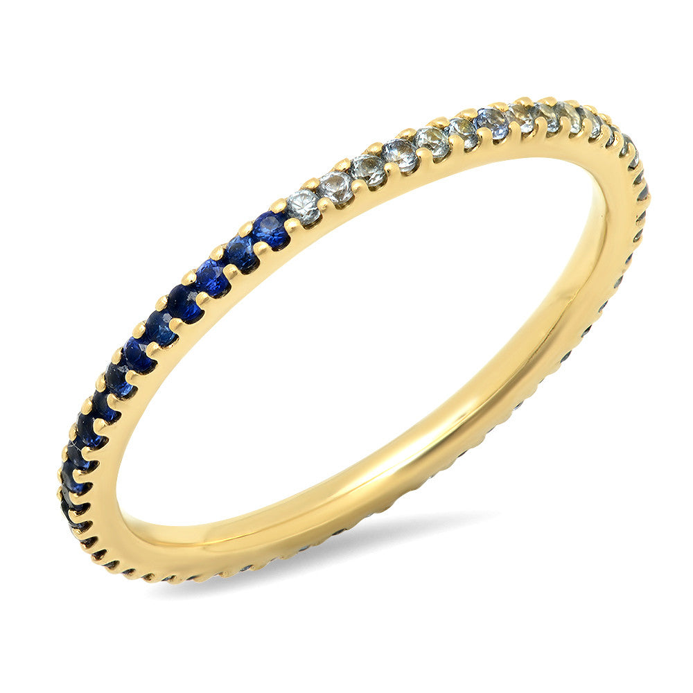 14K Yellow Gold Blue Sapphire Ombre Eternity Band