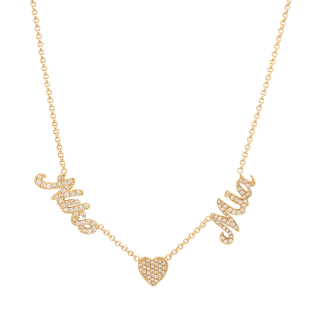 14K Yellow Gold and Diamond Name Necklace