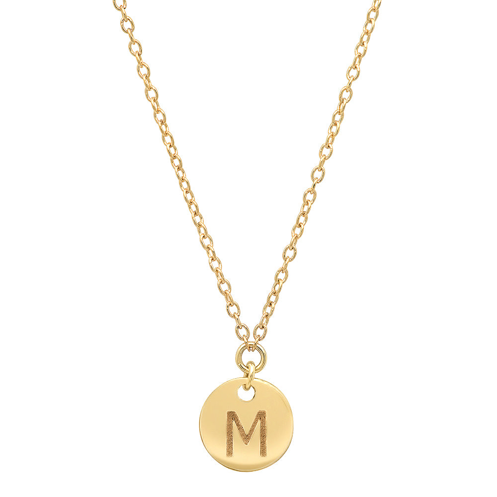 Gold Disc Initial Charm Necklace