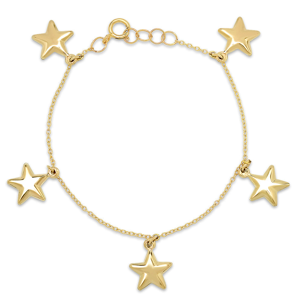 Gold Puffy Star Charm Bracelet