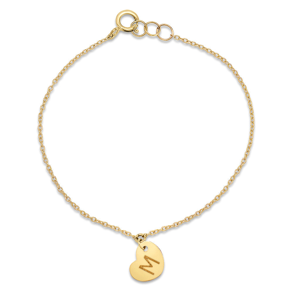 Gold Heart Charm Initial Bracelet