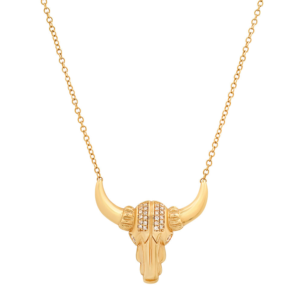 14K Gold Taurus the Bull Diamond Necklace
