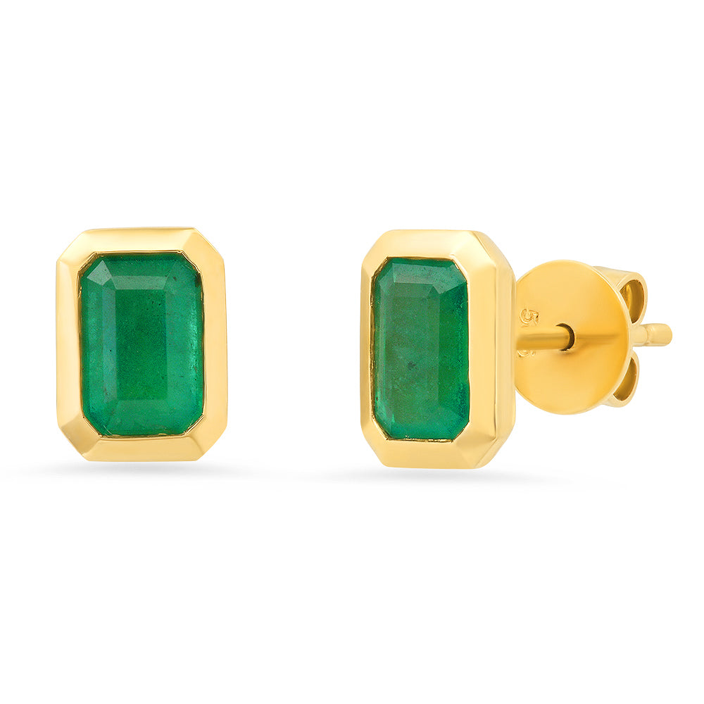 14K Gold Emerald Studs