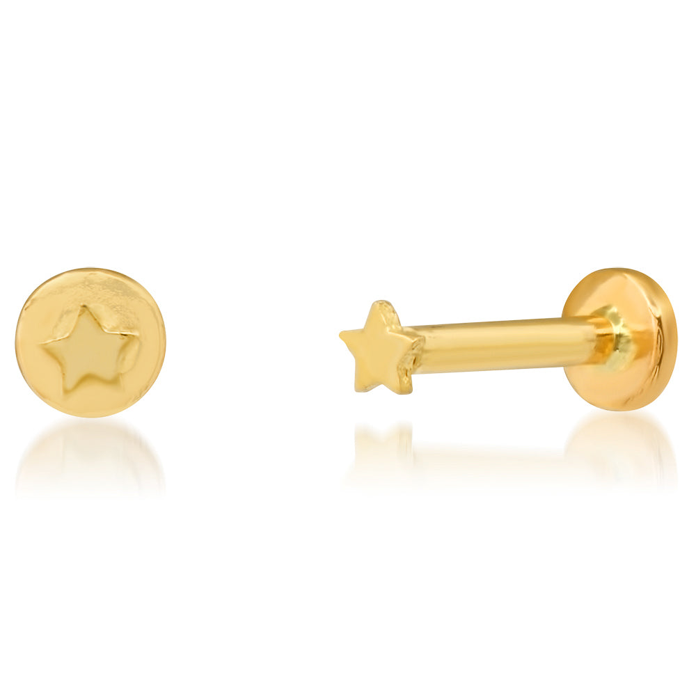 14K Gold Star Flat Back Stud