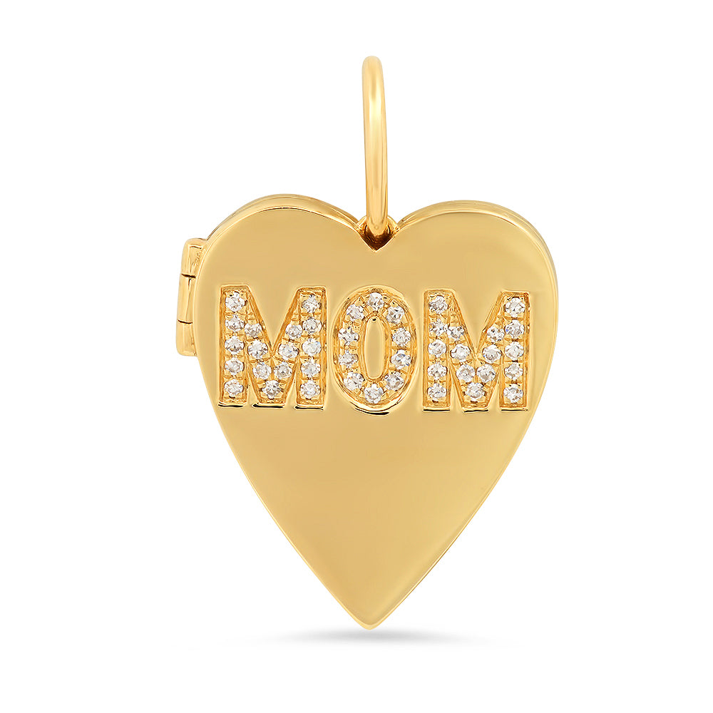 14K Yellow Gold Diamond "MOM" Locket