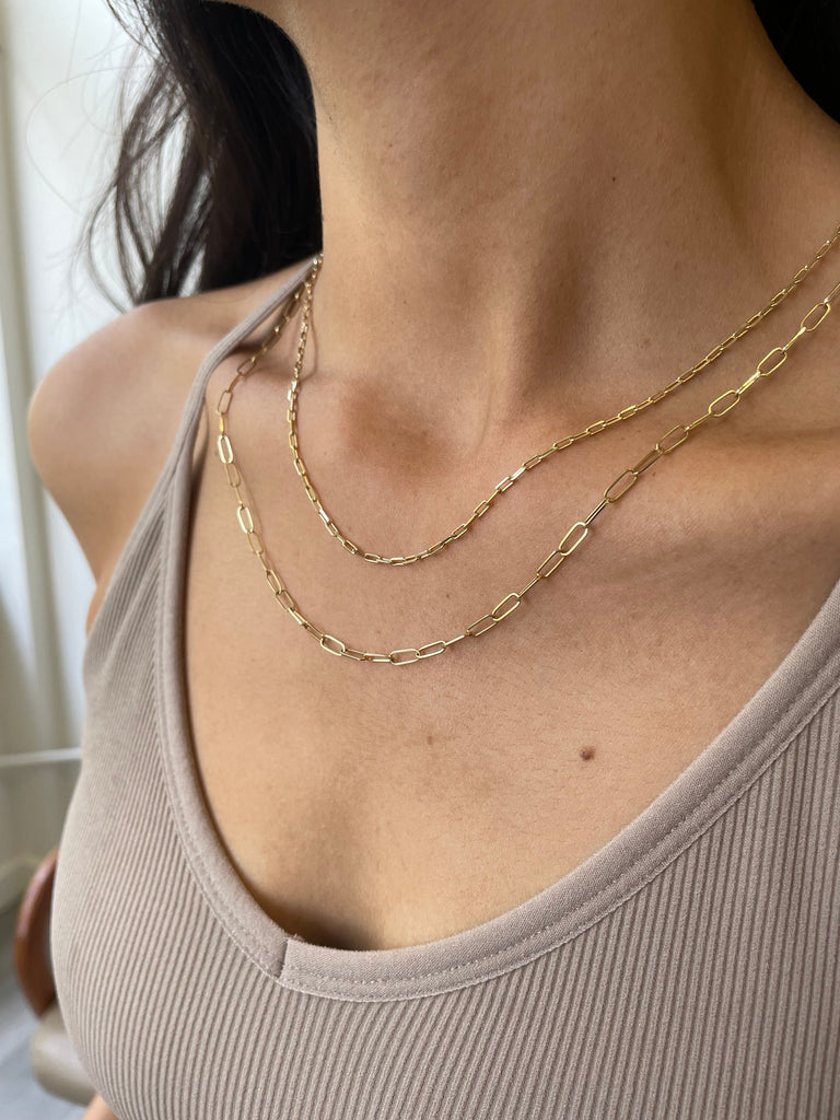 Small 14k Gold Paperclip Chain Necklace