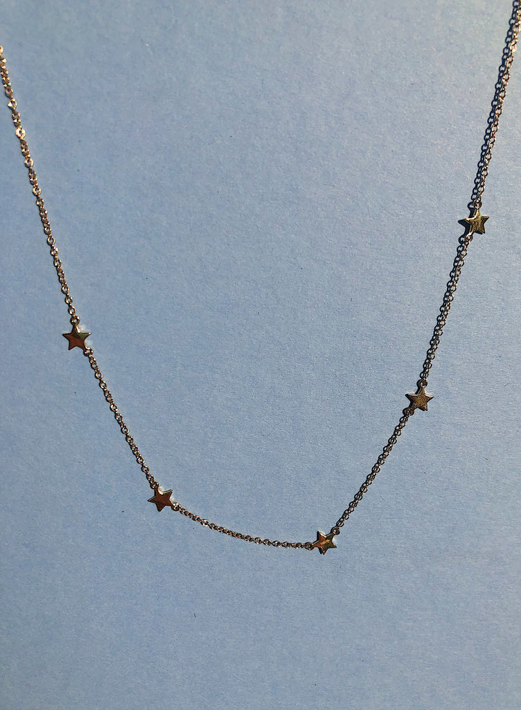 14K Yellow Gold Stars Necklace