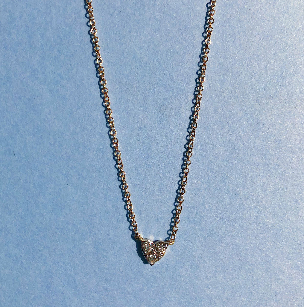 14K Gold 3 Diamond Heart Necklace