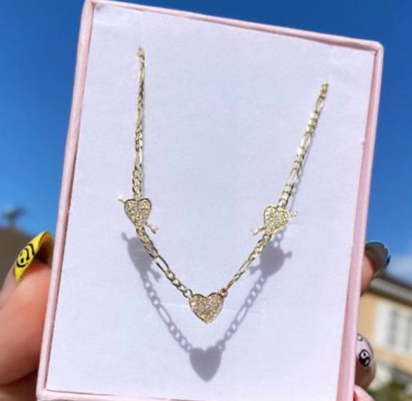 14K Gold Diamond Cupid Heart Necklace