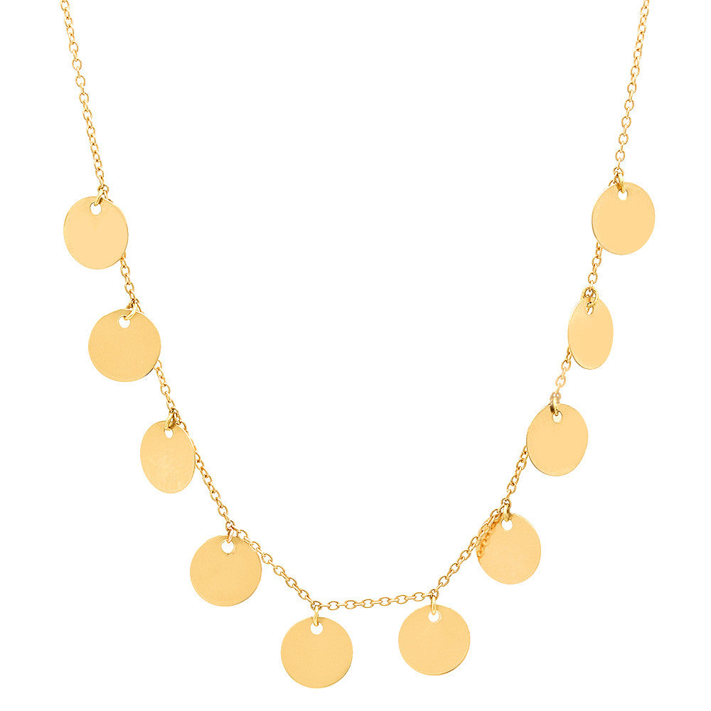14K YELLOW GOLD GYPSY DISC CHARM NECKLACE