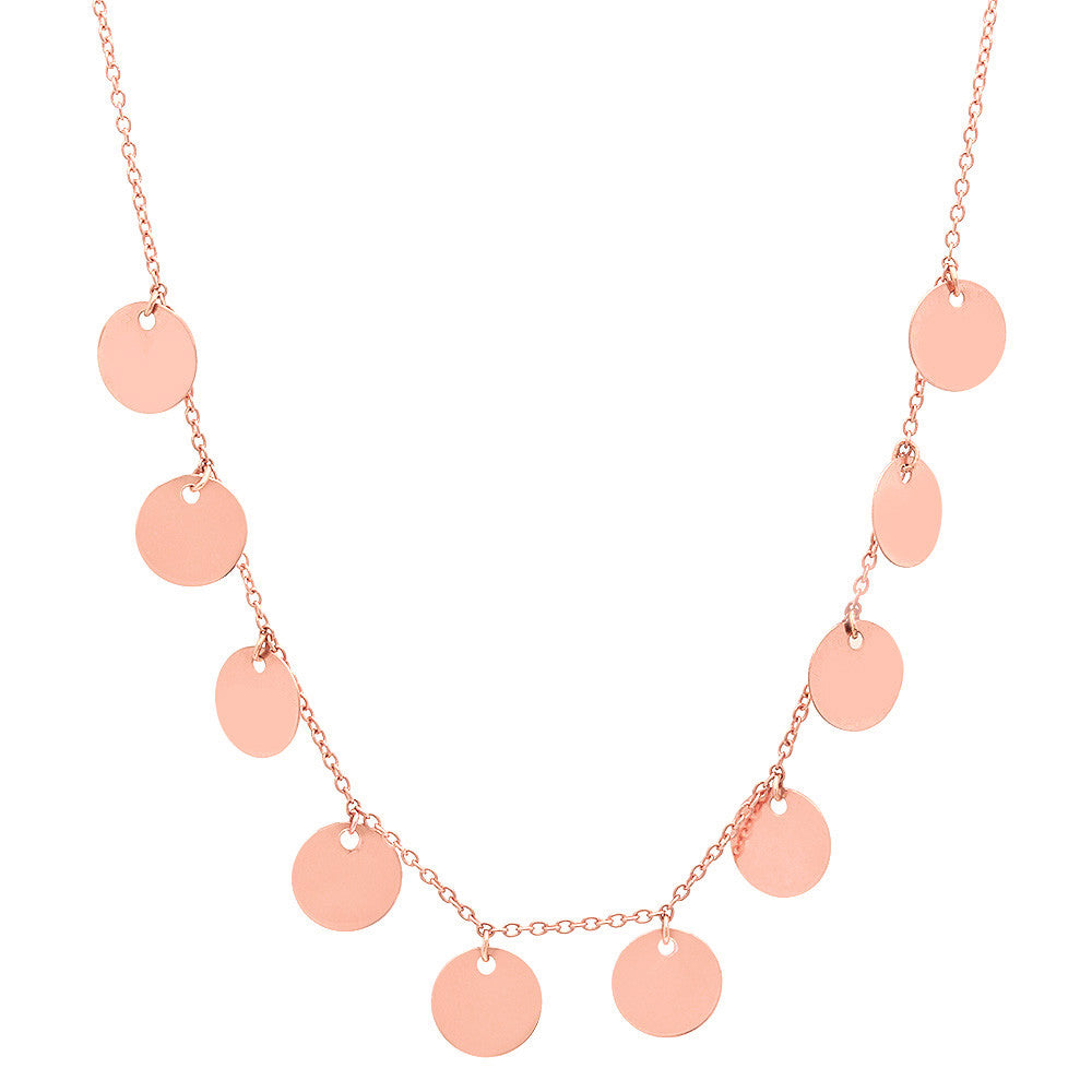 14K ROSE GOLD GYPSY DISC CHARM NECKLACE