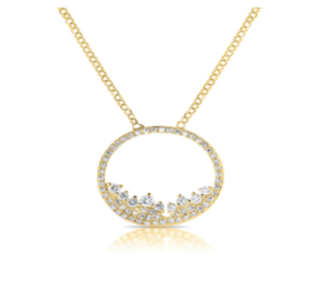 14K Gold Diamond Mountain Range Necklace