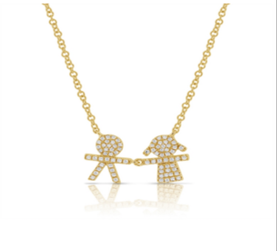 14K Gold Paper Doll Necklace