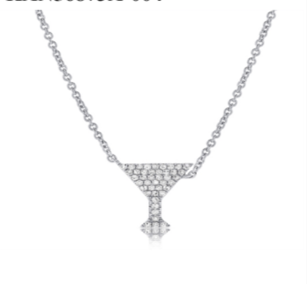 Silver Diamond Martini Necklace