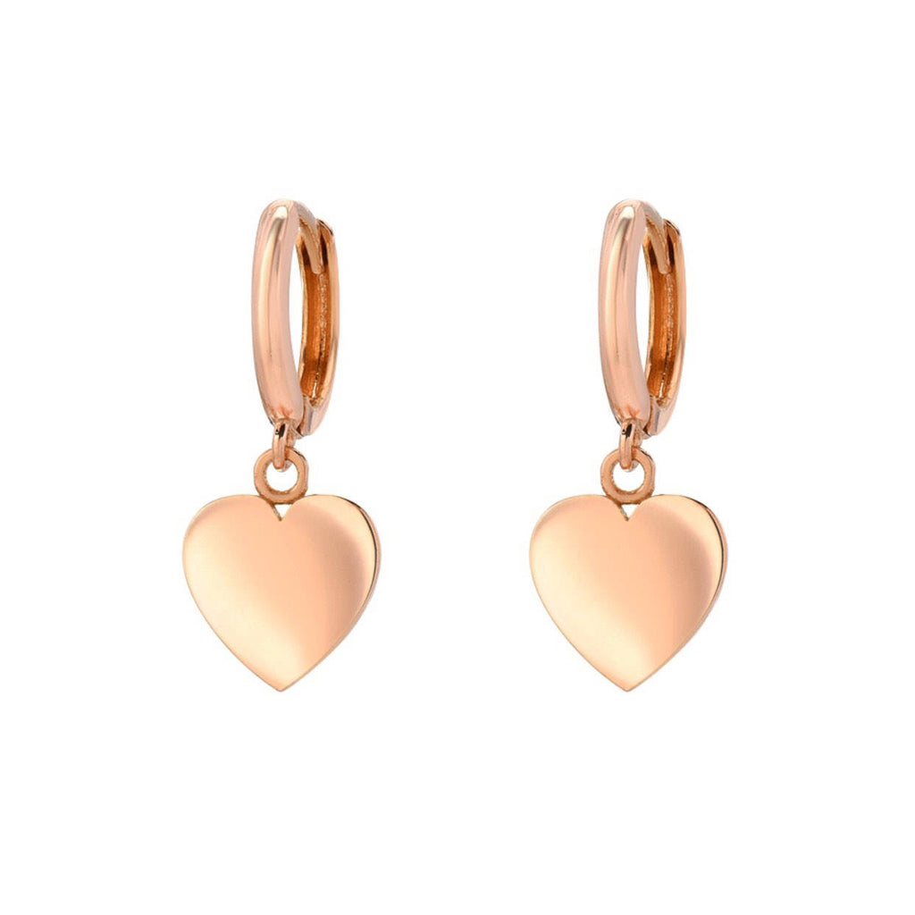 14K GF Rose Gold 10mm Huggies with Heart Charm