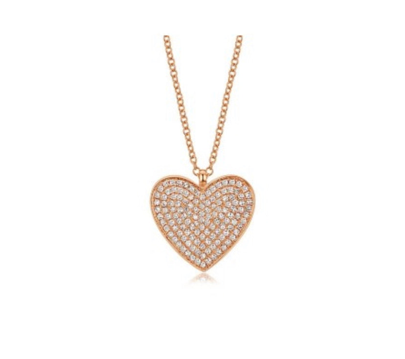 LARGE PAVE HEART NECKLACE
