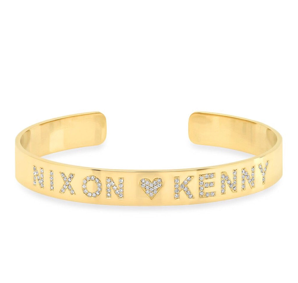 14K Yellow Gold Diamond Name Cuff Bracelet – SHAIN LEYTON
