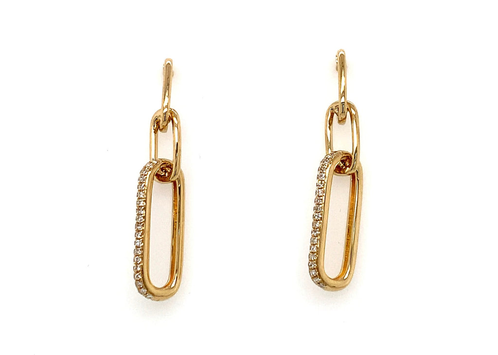 14K Gold Diamond Paperclip Earrings