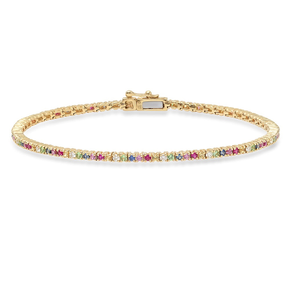14K Gold Rainbow Tennis Bracelet