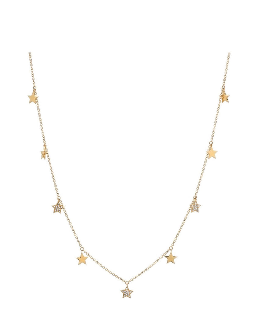 14K Gold Diamond  Star Charm Necklace