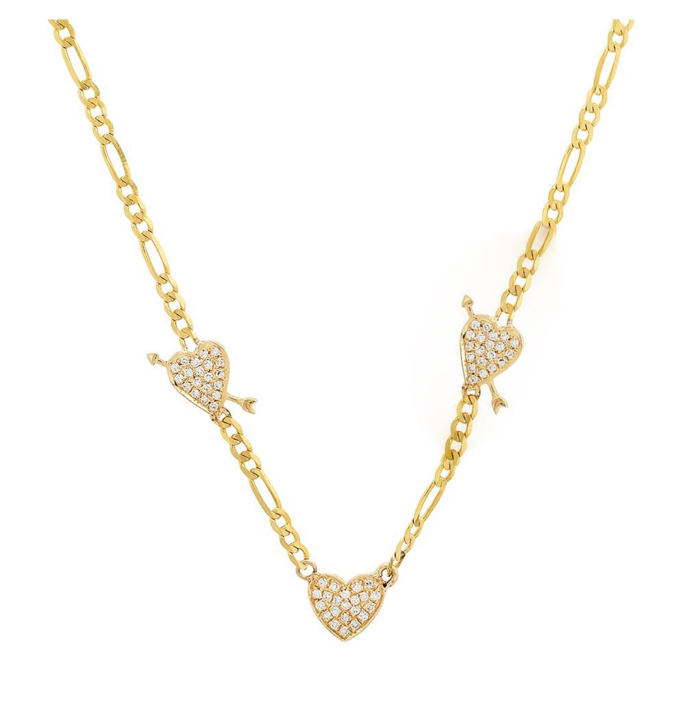 14K Gold Diamond Cupid Heart Necklace