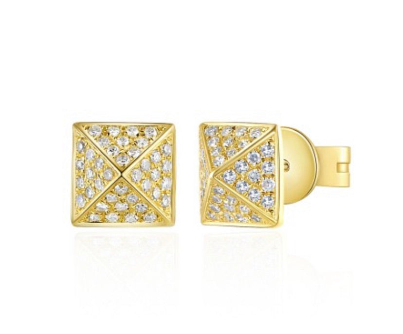SMALL PAVE PYRAMID STUD EARRING