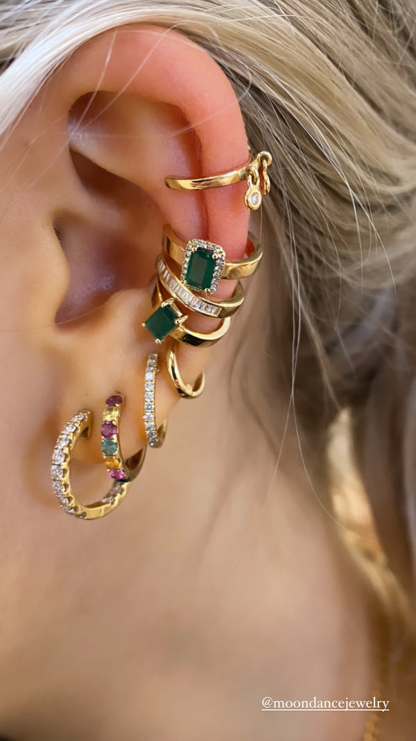 14K Gold Emerald Ear Cuff