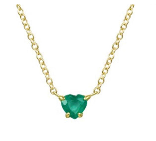 14K Gold Gemstome Heart Necklace