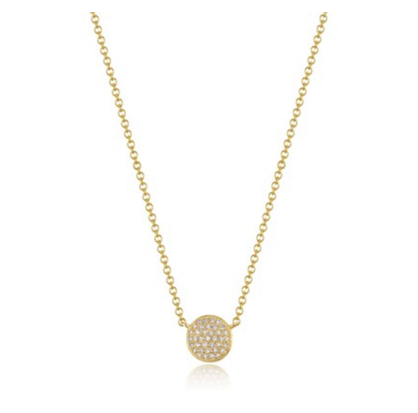 DOMED PAVE DISC NECKLACE