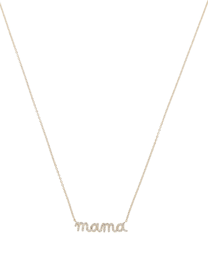 14K Gold Diamond mama Script Necklace
