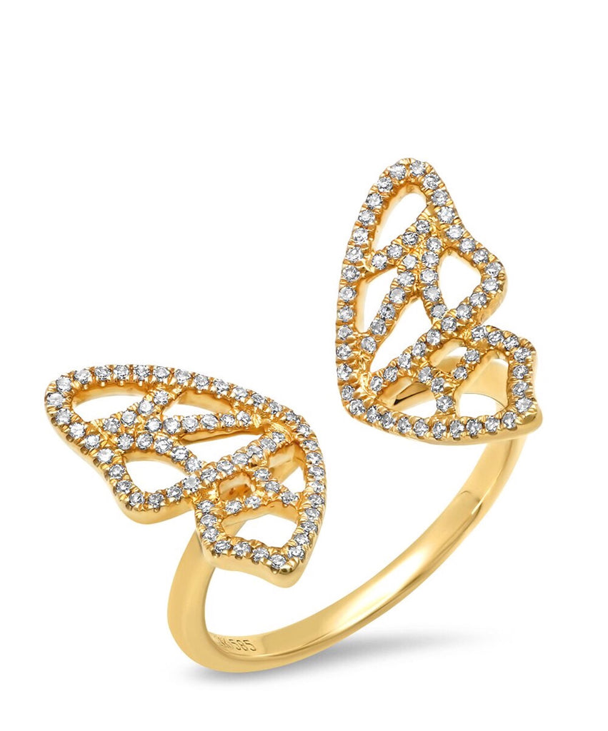 14K Gold and Diamond Butterfly Ring