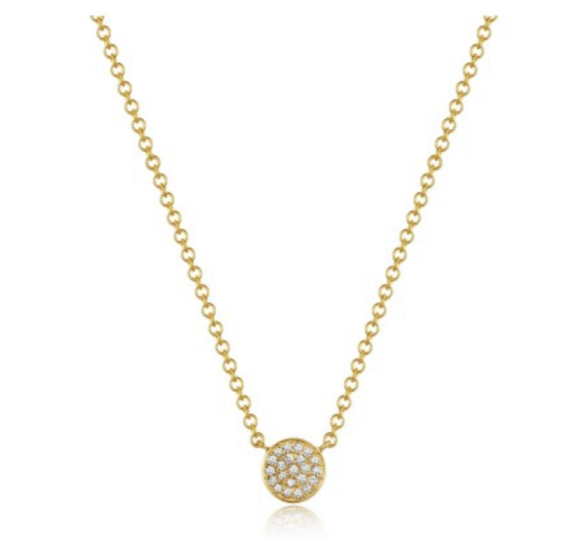 SMALL FLAT PAVE DISC NECKLACE