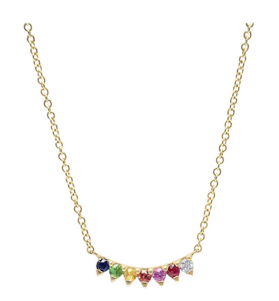 14K Gold 7 Rainbow Sapphire Necklace